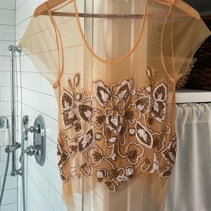 Mesh beaded sheer top. Beading is all intact